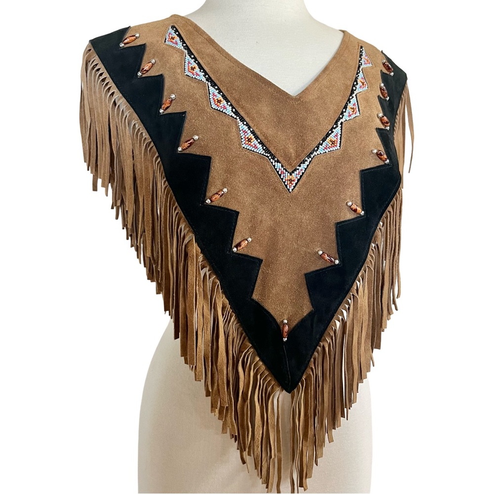 Vintage Brown and Black Fringe Western Cape - Picture 5 of 7